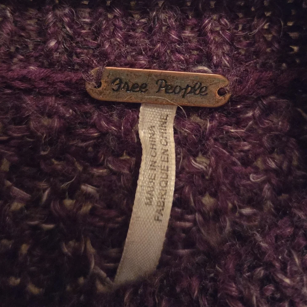 Free People Dark Plum Cowl Neck Sweater